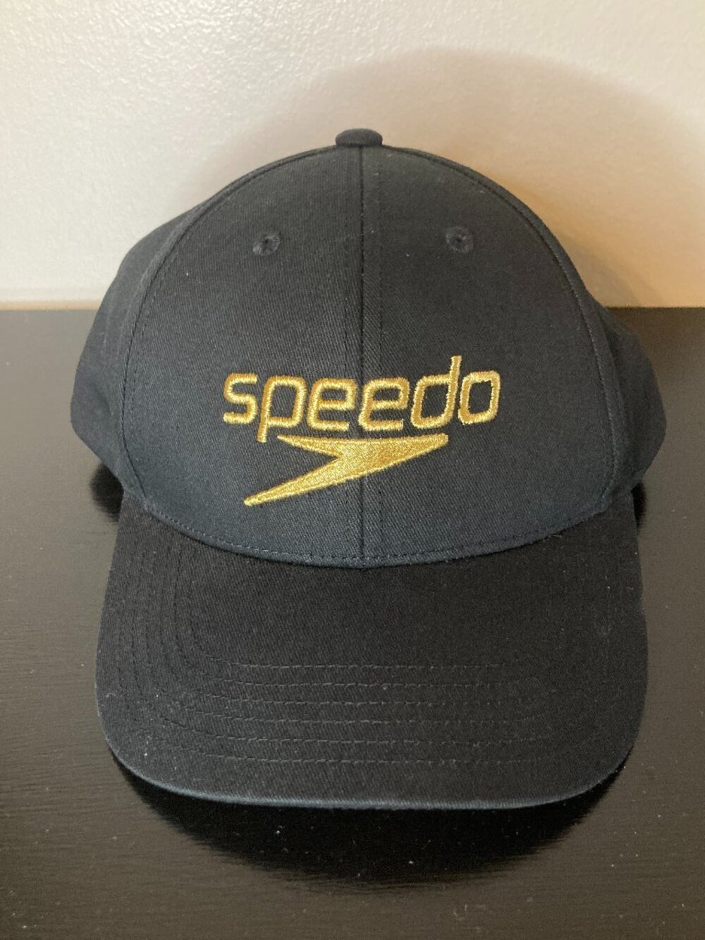 Speedo Black Baseball Cap - Gold Embroidered Logo - One Size Adjustable